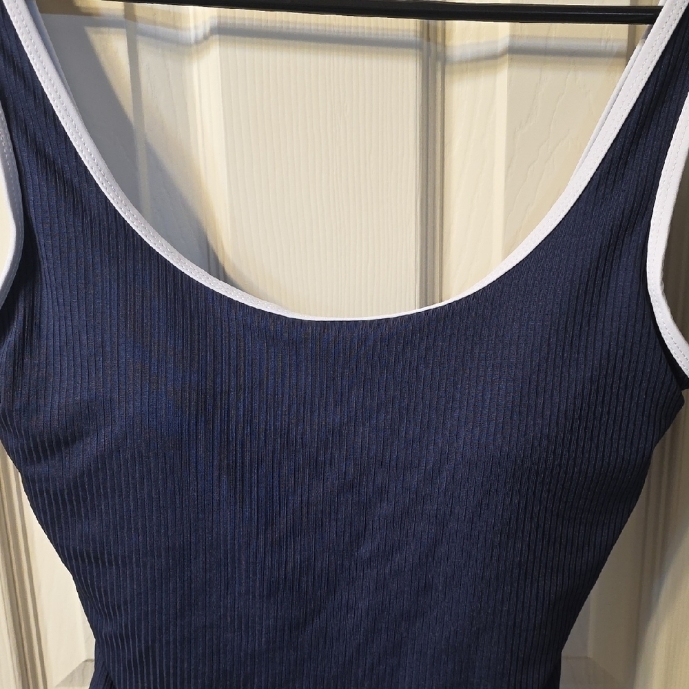 Navy Blue Ribbed Bodysuit - Picture 3 of 4